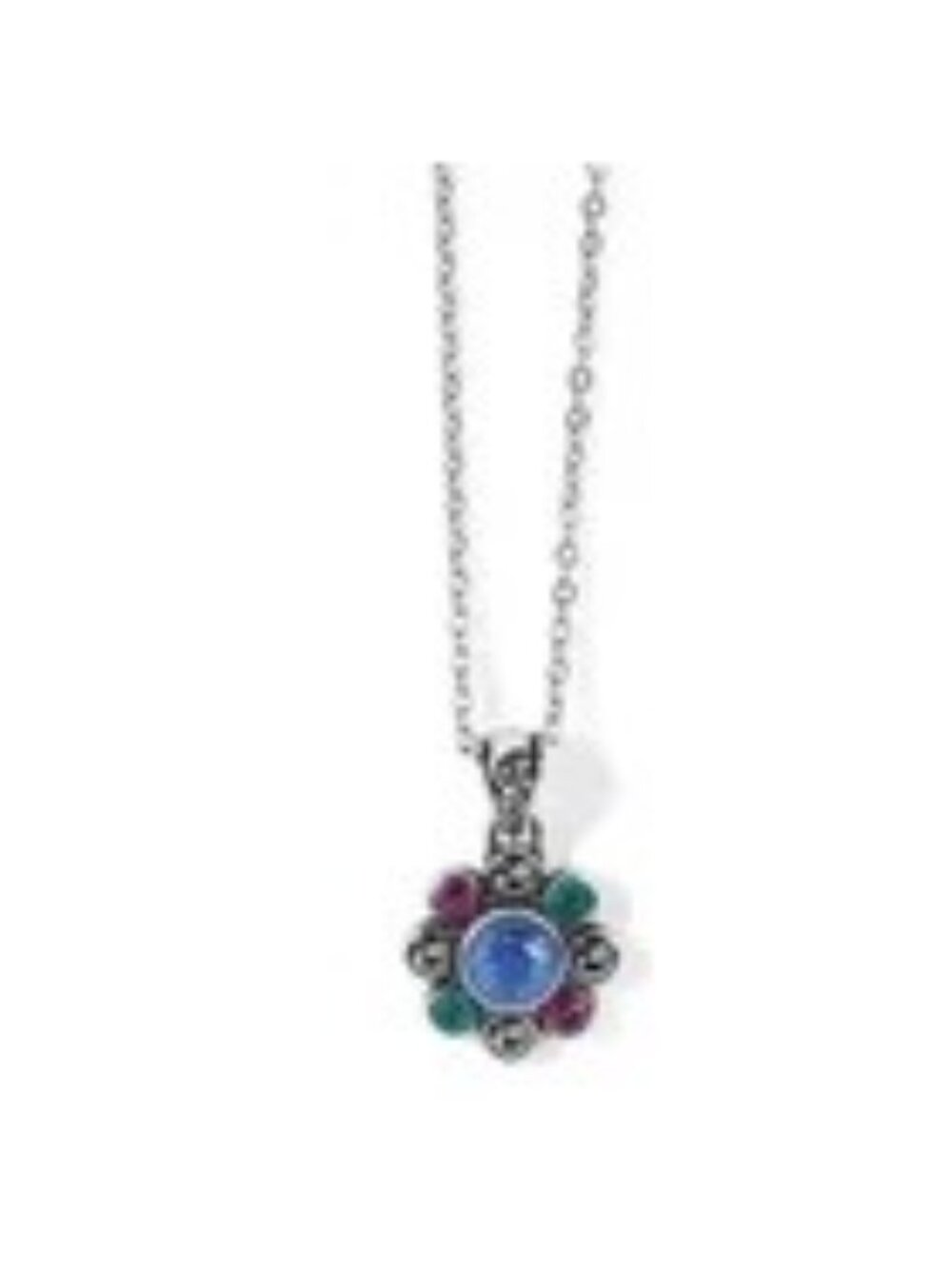 Brighton Elora gems flower Silver Multicolor Crystal Necklace NWT  $72  JM8853